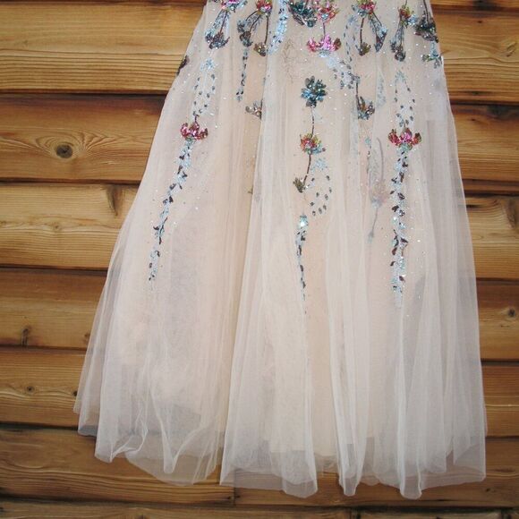 Mac Duggal 20510 Flutter Sleeve High Neck Embellished Floral Dress - Picture 8 of 13